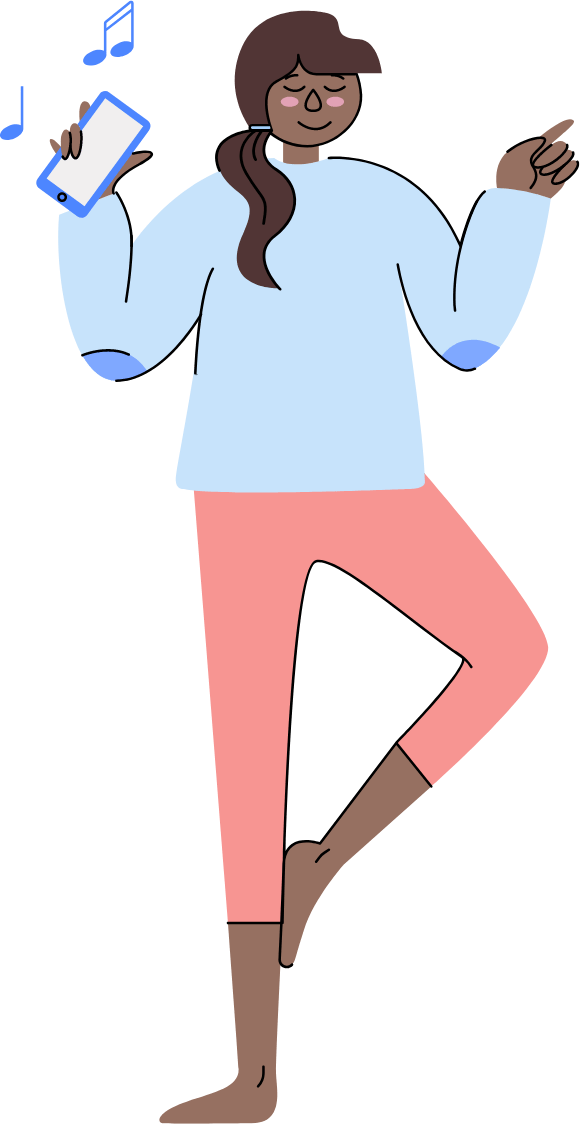 Illustration of a girl on mobile