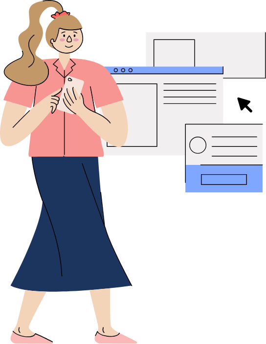 Illustration of a woman on device