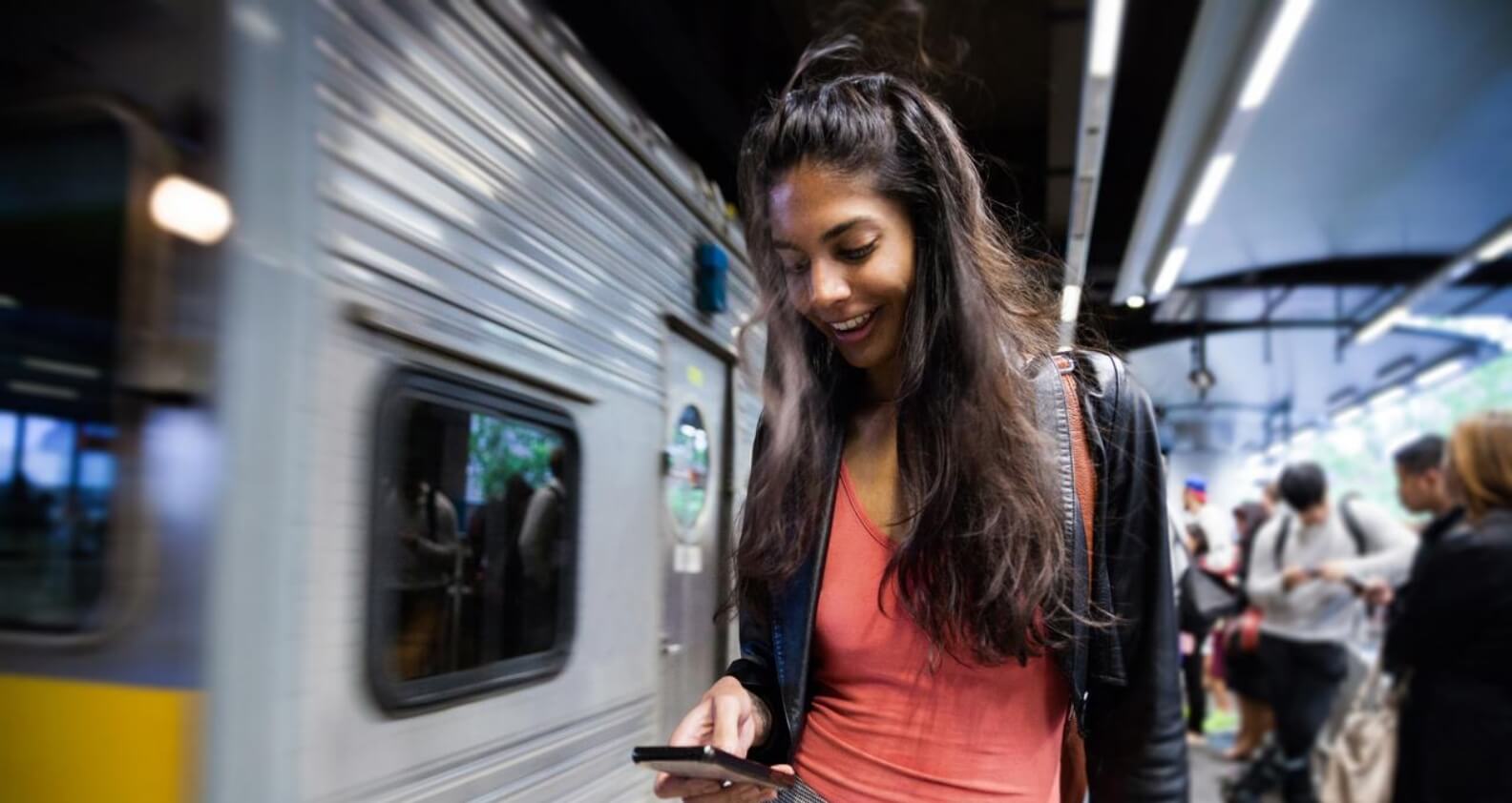 woman at train station