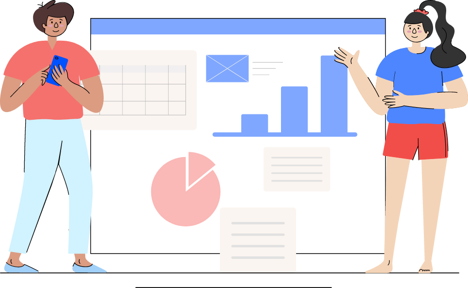 Illustration of people presenting