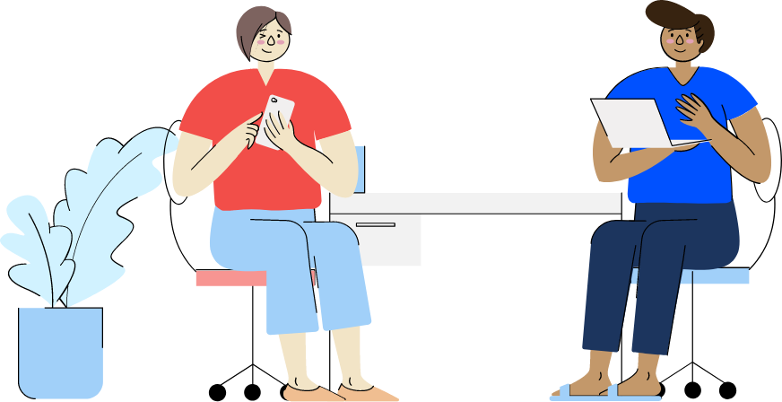 Illustration of people sitting at table
